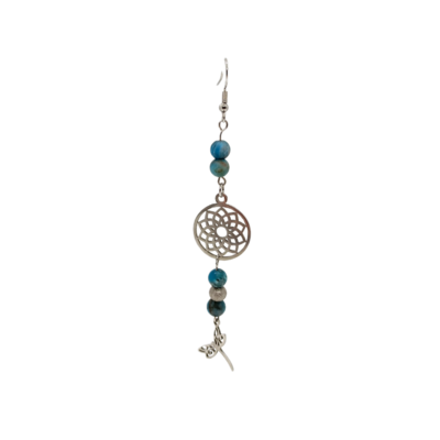 Boucles d'oreille - Apatite, pendentif Chakra Couronne et libellule en vol