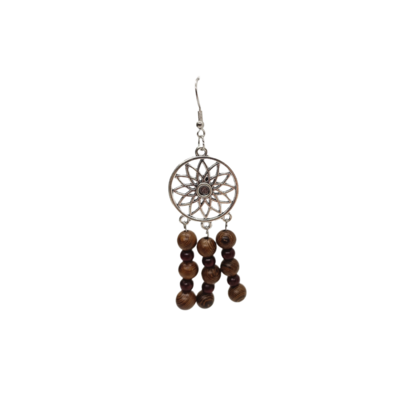 Boucles d'oreille - Pendentif Chakra Couronne, palissandre et bois rouge