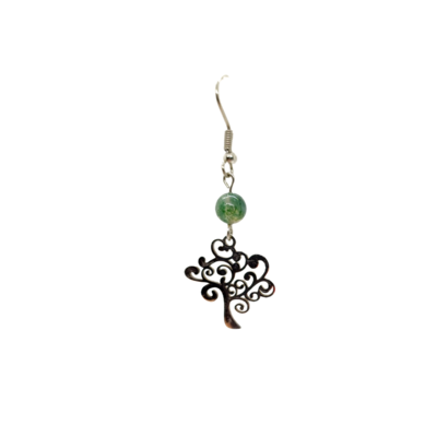 Boucles d'oreilles - Agate mousse et arbre de vie