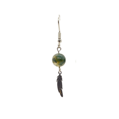 Boucles d'oreilles - Agate mousse et plumes