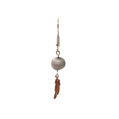 Boucles d'oreilles - Agate vaporisée argent et plumes