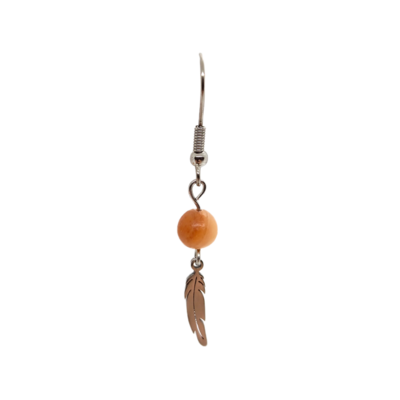 Boucles d'oreilles - Aventurine rose et plumes