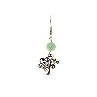 Boucles d'oreilles - Aventurine verte et arbre de vie