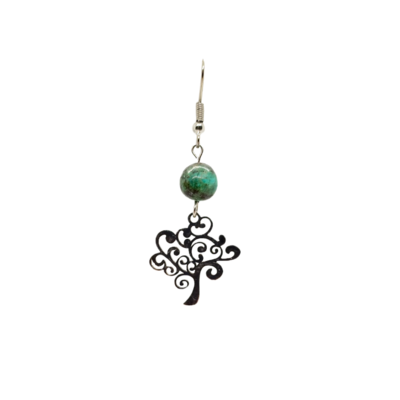 Boucles d'oreilles - Chrysocolle - Arbre de vie