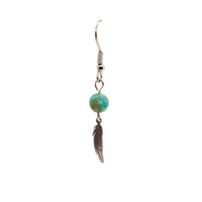 Boucles d'oreilles - Chrysocolle et plume