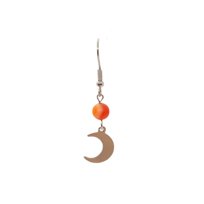 Boucles d'oreilles - Cornaline mat et croissant de lune