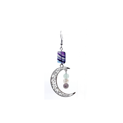 Boucles d'oreilles - Fluorite - 6 et 14x10 mm