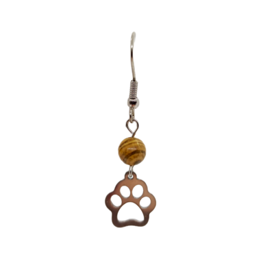 Boucles d'oreilles - Jaspe paysage et patoune