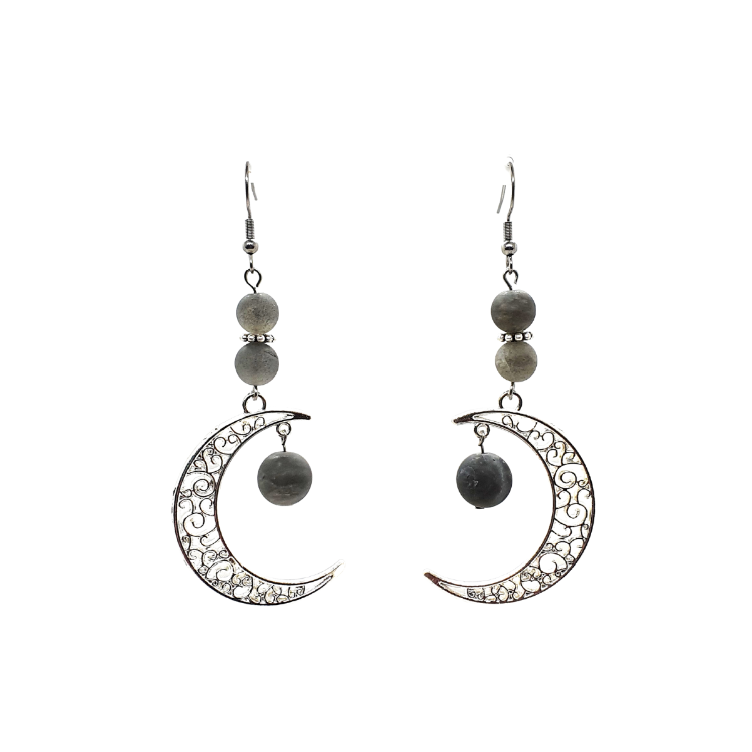 Boucles d&#39;oreilles - Labradorite mat - 8 &amp; 10 mm