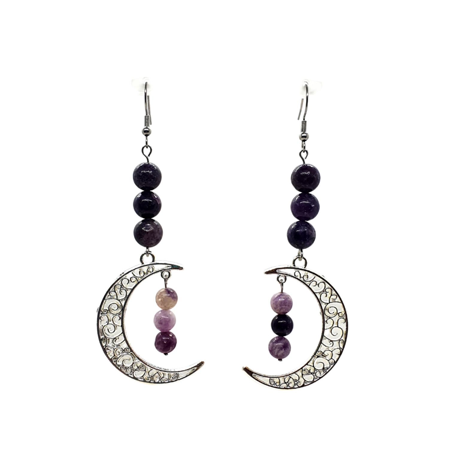Boucles d&#39;oreilles - Lépidolite - 6 &amp; 8 mm