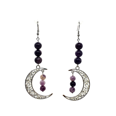 Boucles d&#39;oreilles - Lépidolite - 6 &amp; 8 mm