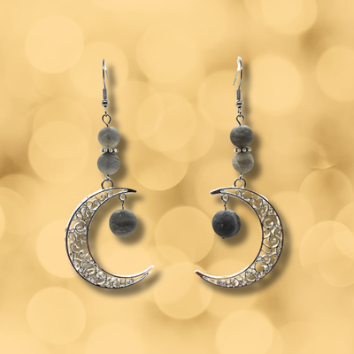 Boucles d'oreilles - Labradorite mat - 8 &amp; 10 mm