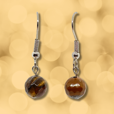 Boucles d'oreilles - Oeil de tigre facetté