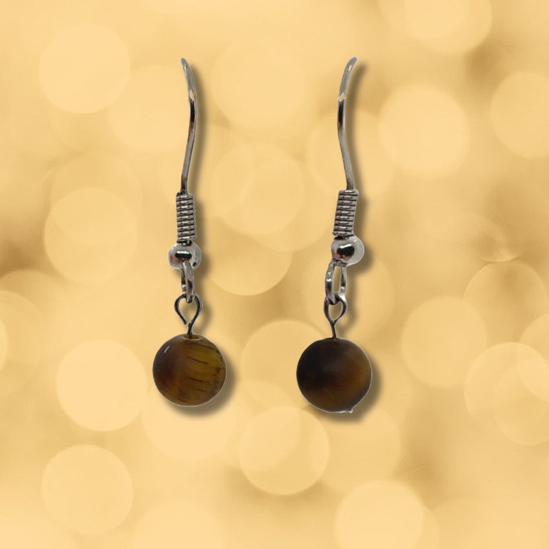 Boucles d'oreilles - Oeil de tigre mat