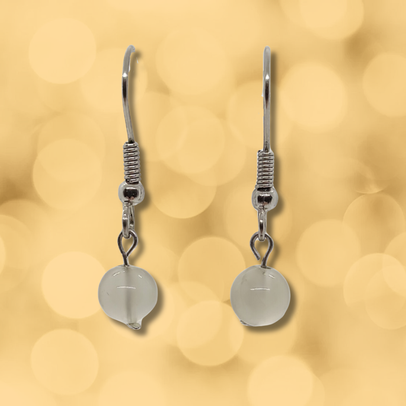 Boucles d'oreilles - Pierre de lune grise