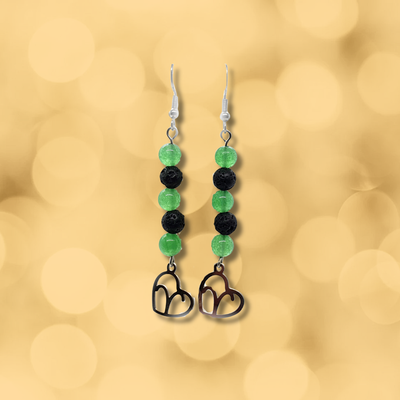 Boucles d'oreilles Astro - Bélier - Aventurine verte &amp; Pierre de lave