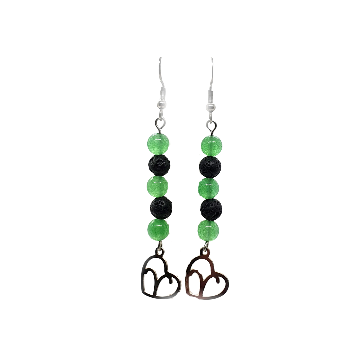 Boucles d&#39;oreilles Astro - Bélier - Aventurine verte &amp; Pierre de lave
