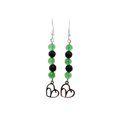 Boucles d&#39;oreilles Astro - Bélier - Aventurine verte &amp; Pierre de lave