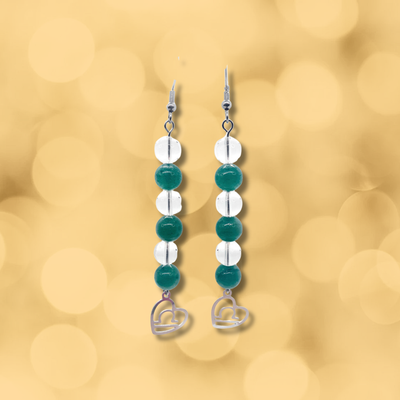 Boucles d'oreilles Astro - Balance - Aventurine verte &amp; Cristal de roche