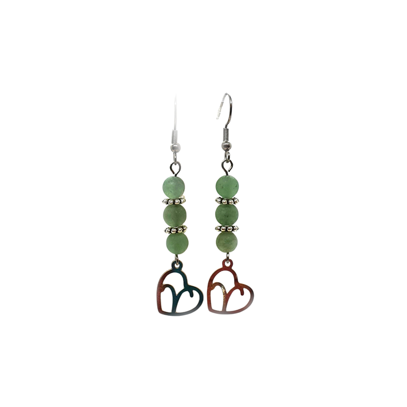 Boucles d&#39;oreilles Astro - Bélier - Aventurine verte mat