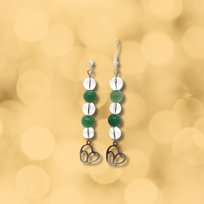 Boucles d'oreilles Astro - Bélier - Cristal de roche & Aventurine verte