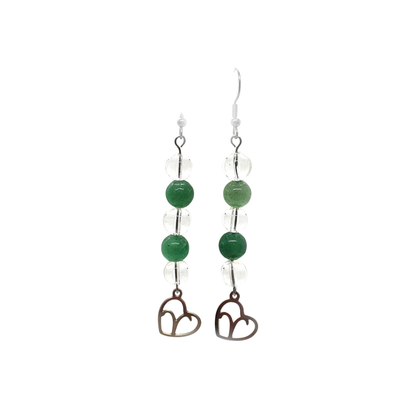 Boucles d&#39;oreilles Astro - Bélier - Cristal de roche &amp; Aventurine verte