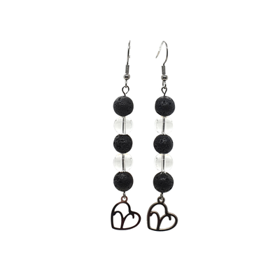 Boucles d&#39;oreilles Astro - Bélier - Cristal de roche &amp; Pierre de lave