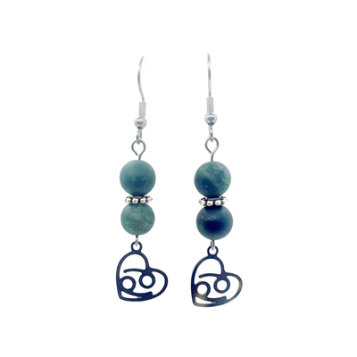 Boucles d&#39;oreilles Astro - Cancer - Agate mousse mat