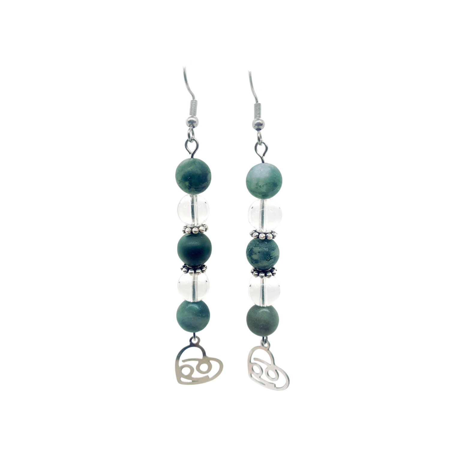 Boucles d&#39;oreilles Astro - Cancer - Agate mousse mat