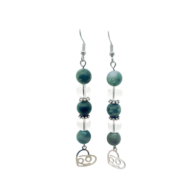 Boucles d&#39;oreilles Astro - Cancer - Agate mousse mat