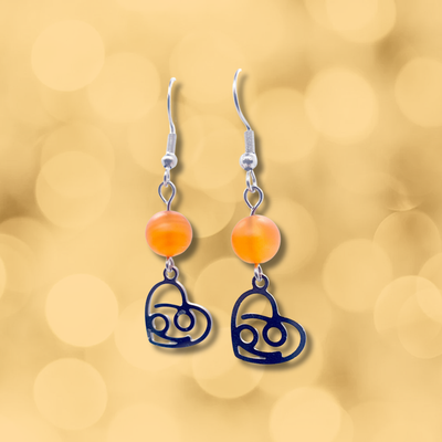 Boucles d'oreilles Astro - Cancer - Cornaline mat