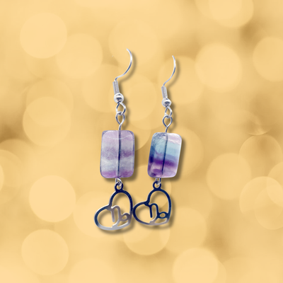 Boucles d'oreilles Astro - Capricorne - Fluorite rectangle