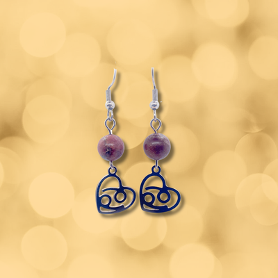 Boucles d'oreilles Astro - Cancer - Rhodonite