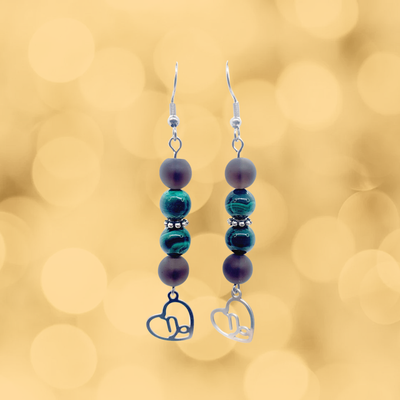 Boucles d'oreilles Astro - Capricorne - Quartz fumé mat &amp; malachite