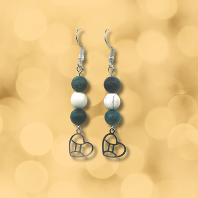 Boucles d'oreilles Astro - Gémeaux - Agate mousse mat et Howlite