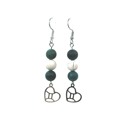 Boucles d&#39;oreilles Astro - Gémeaux - Agate mousse mat et Howlite