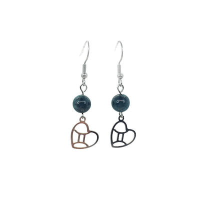 Boucles d&#39;oreilles Astro - Gémeaux - Agate mousse