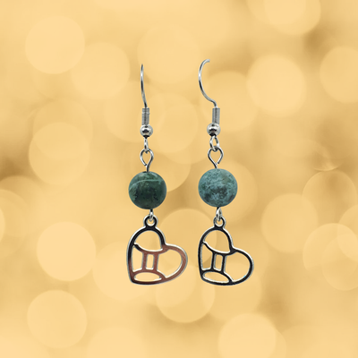 Boucles d'oreilles Astro - Gémeaux - Agate mousse mat