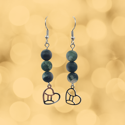 Boucles d'oreilles Astro - Gémeaux - Agate mousse mat