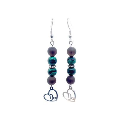 Boucles d&#39;oreilles Astro - Capricorne - Quartz fumé mat &amp; malachite