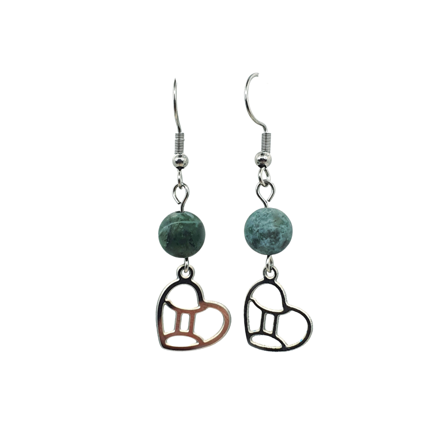 Boucles d&#39;oreilles Astro - Gémeaux - Agate mousse mat