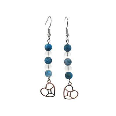 Boucles d&#39;oreilles Astro - Gémeaux - Apatite &amp; Cristal de roche mat