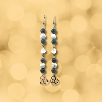 Boucles d'oreilles Astro - Gémeaux - Apatite Howlite &amp; Cristal de roche