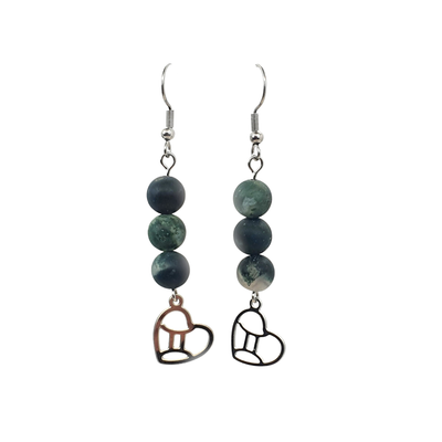 Boucles d&#39;oreilles Astro - Gémeaux - Agate mousse mat