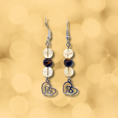 Boucles d'oreilles Astro - Lion -  Citrine &amp; Oeil de tigre