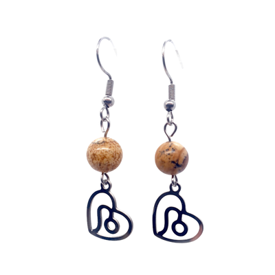 Boucles d&#39;oreilles Astro - Lion - Jaspe paysage