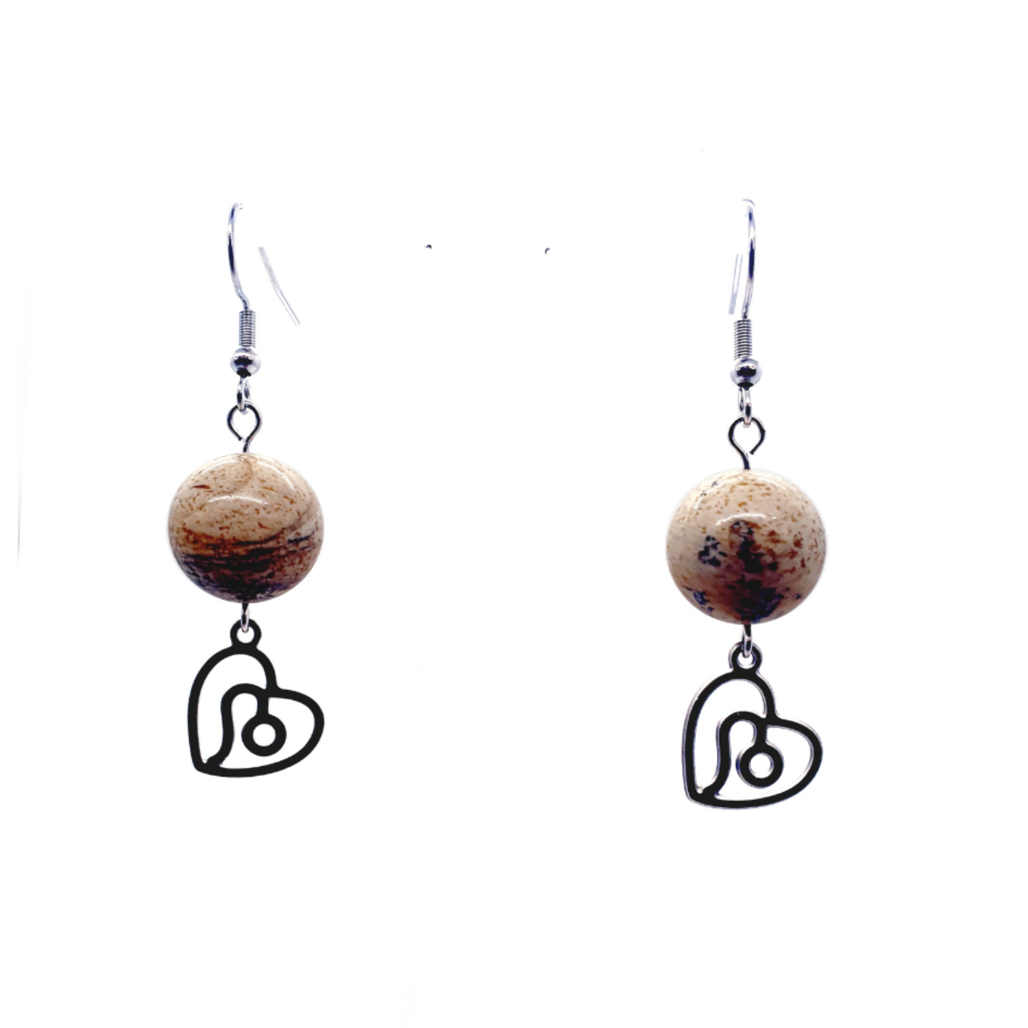 Boucles d&#39;oreilles Astro - Lion - Jaspe paysage