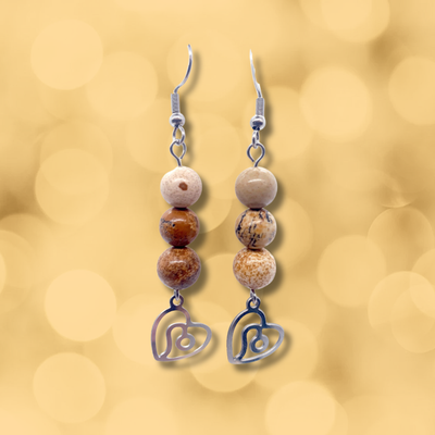 Boucles d'oreilles Astro - Lion - Jaspe paysage