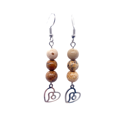 Boucles d&#39;oreilles Astro - Lion - Jaspe paysage
