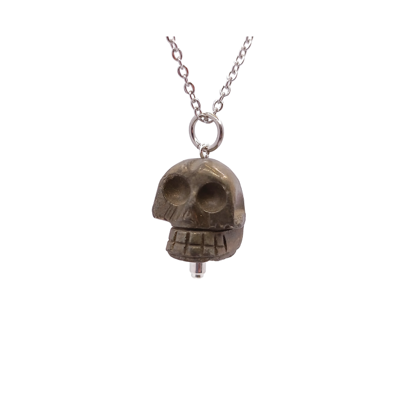 Collier et pendule - Crâne en Pyrite